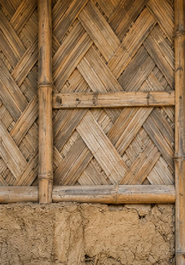 Bamboo and mud wall inspired by Northeast India