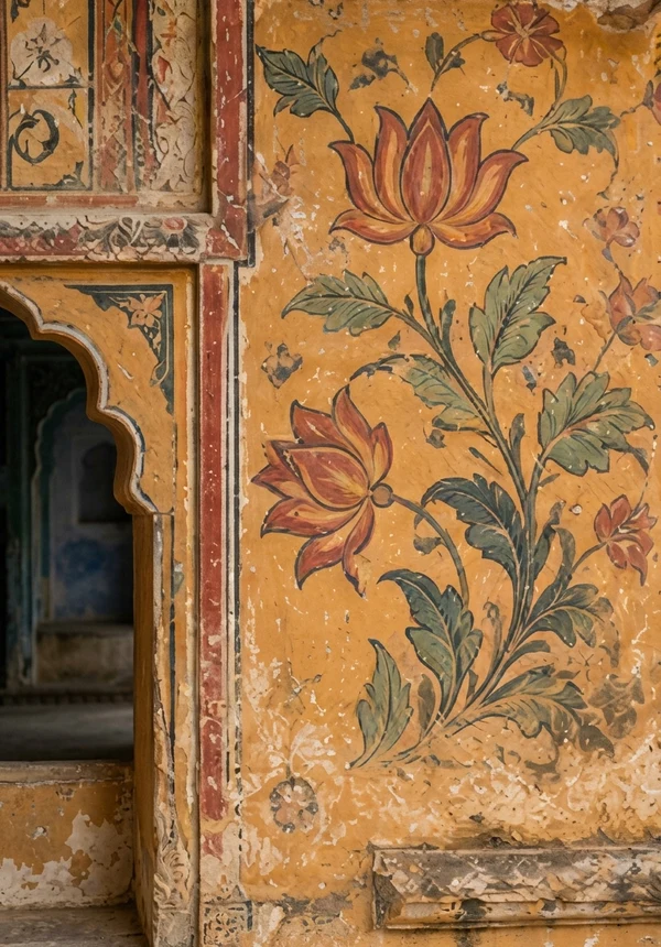 Shekhawati fresco wall in Rajasthan