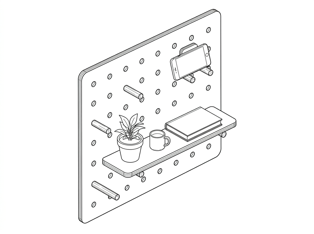 Standard pegboard setup without helmet