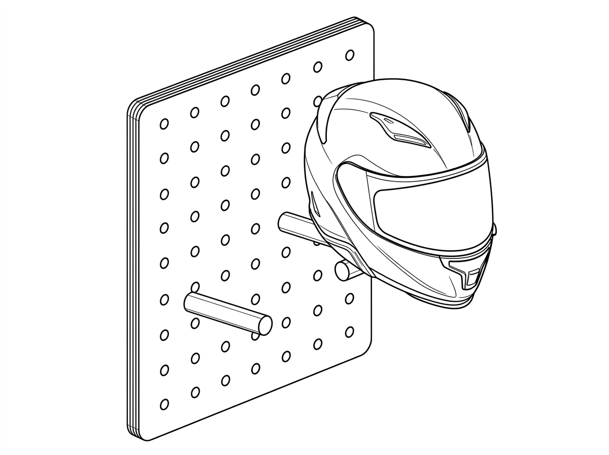 Mounting helmet on pegboard