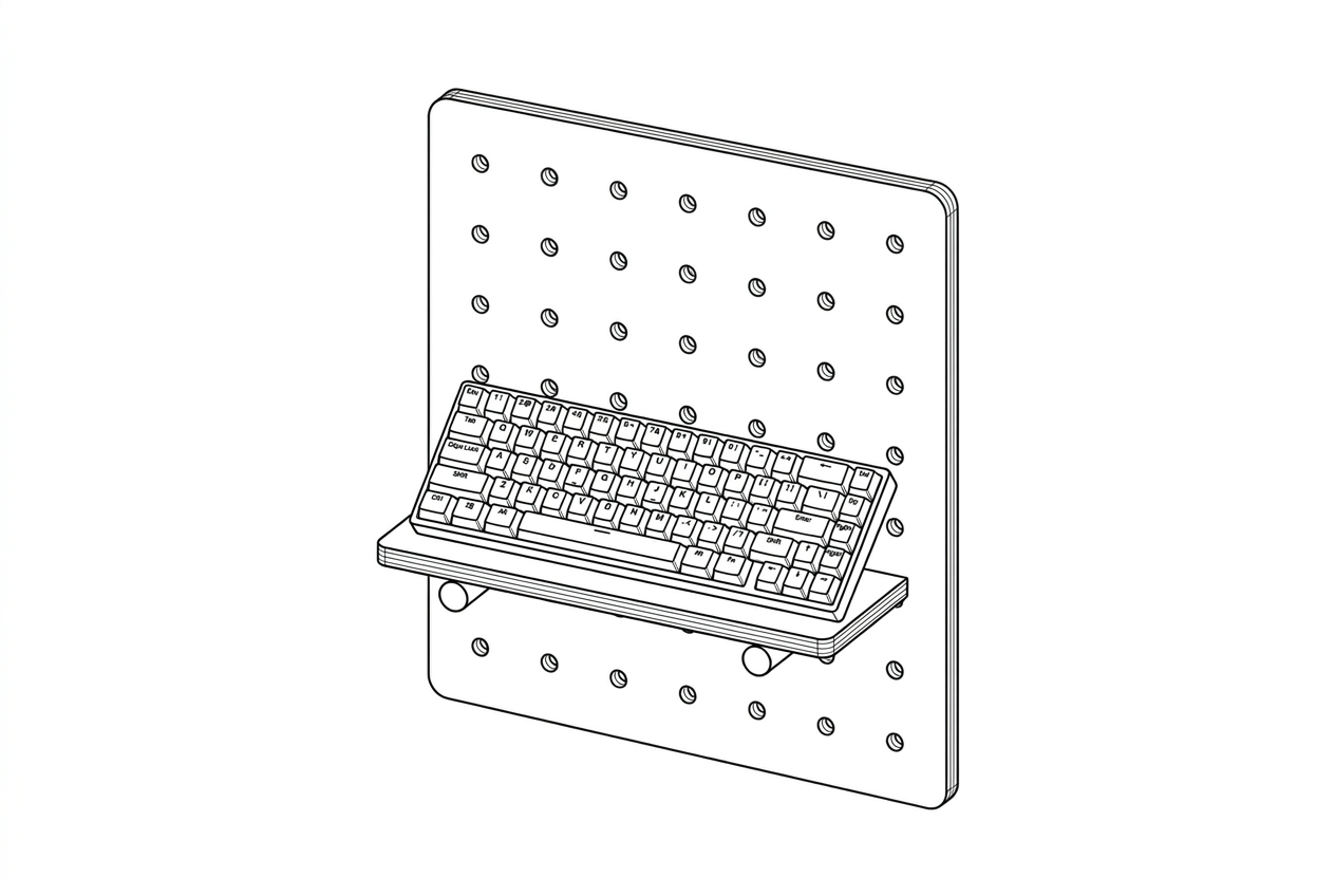 Mounting mechanical keyboard on pegboard