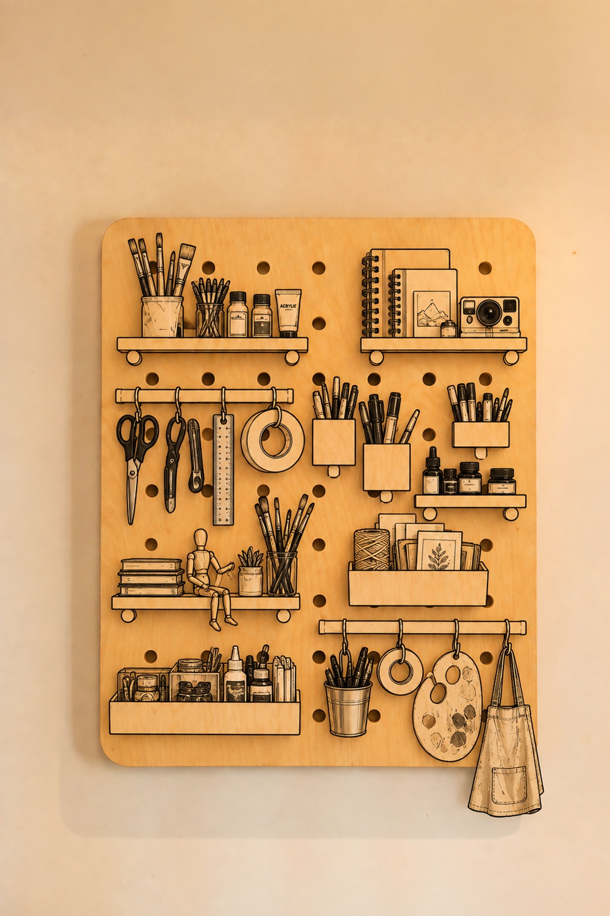DIWAR pegboard styled for Art and Craft
