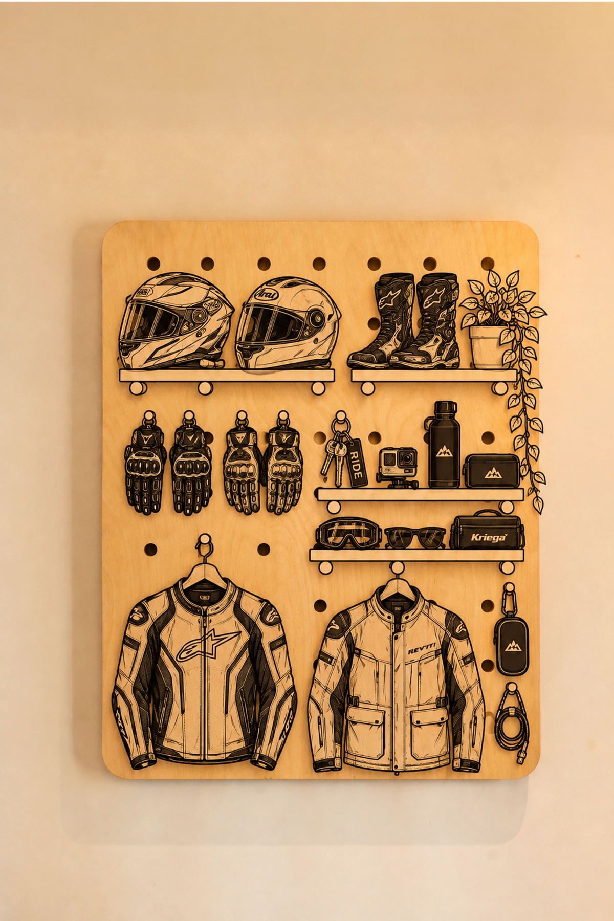 DIWAR pegboard styled for Bike Accessories