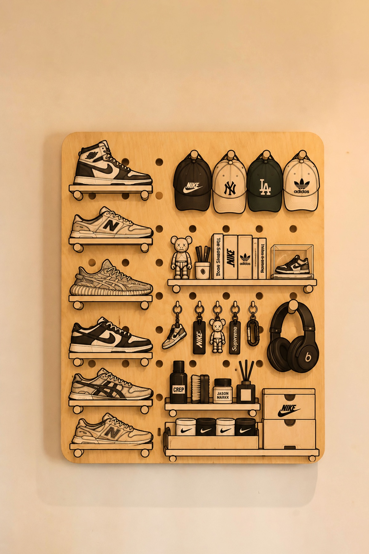 DIWAR pegboard styled for Sneaker Head